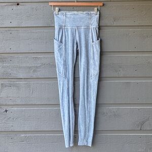 Lululemon Fast and Free High Rise Tight 25" Ice Dye Ice Wash Asphalt Grey Size 2